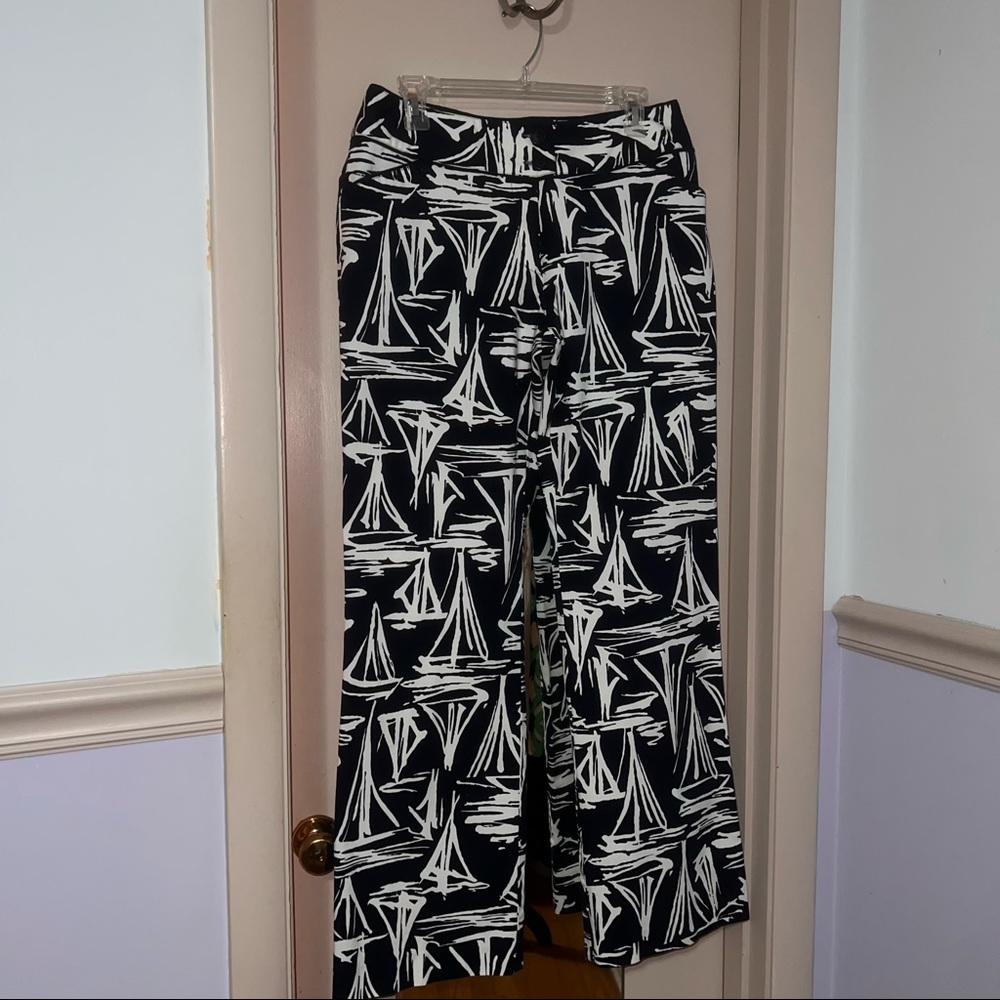 Picky and Dianne Navy Blue/White Nautical Sailboat Ankle Pants - Size 12